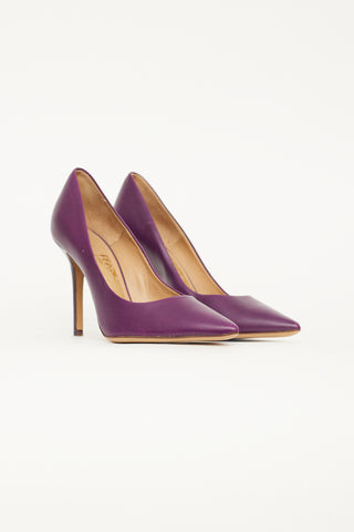 Salvatore Ferragamo Purple Leather Pump