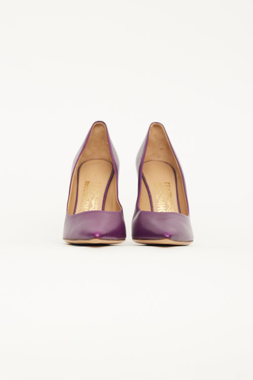 Salvatore Ferragamo Purple Leather Pump