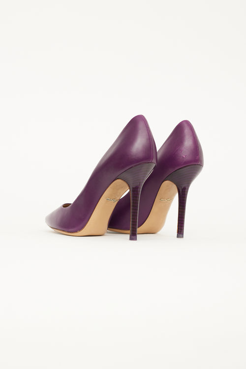 Salvatore Ferragamo Purple Leather Pump