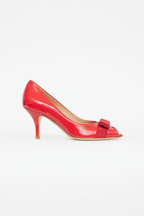 Salvatore Ferragamo Red Patent Leather Pump