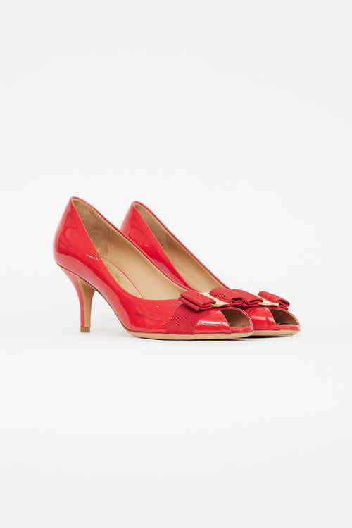 Salvatore Ferragamo Red Patent Leather Pump