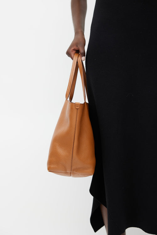 Salvatore Ferragamo Brown Pebbled Leather Tote Bag