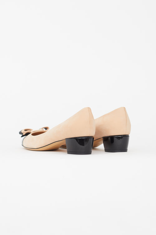 Salvatore Ferragamo Beige Suede Vara Bow Heel