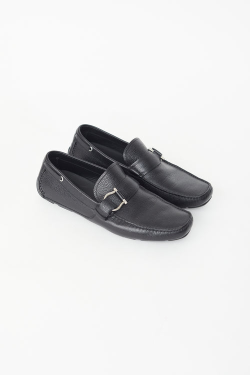 Salvatore Ferragamo Black Leather Driving Loafer