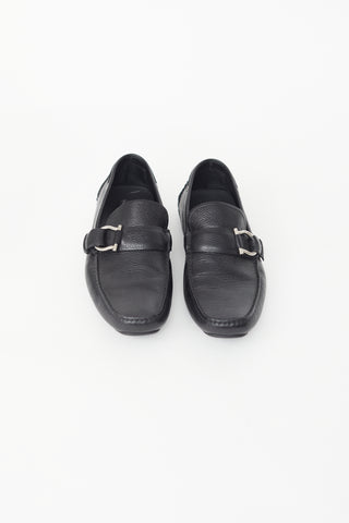 Salvatore Ferragamo Black Leather Driving Loafer