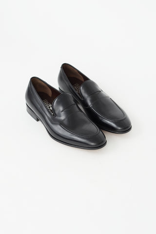 Salvatore Ferragamo Black Leather Penny Loafer