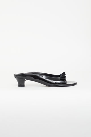 Salvatore Ferragamo Black Patent Bow Mule