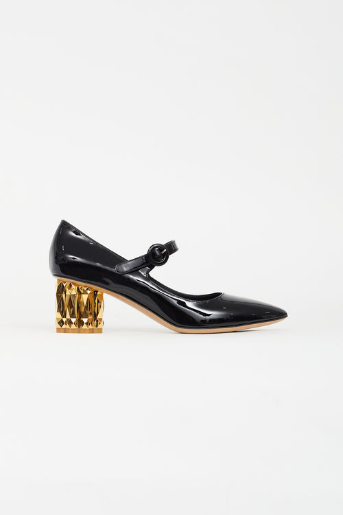 Salvatore Ferragamo Black Patent Mary Jane Pump