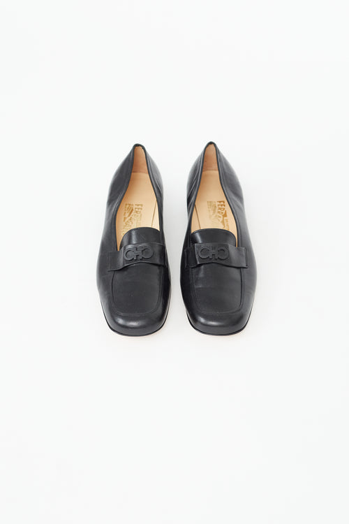 Salvatore Ferragamo Black Tonal Gancini Loafer