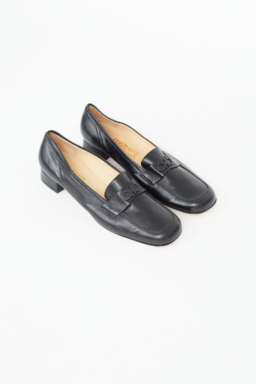 Salvatore Ferragamo Black Tonal Gancini Loafer