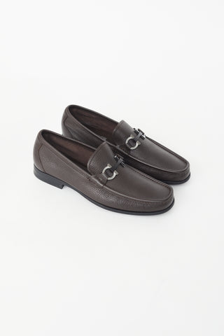 Salvatore Ferragamo Brown Leather Gancini Loafer