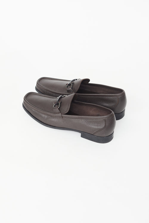 Salvatore Ferragamo Brown Leather Gancini Loafer