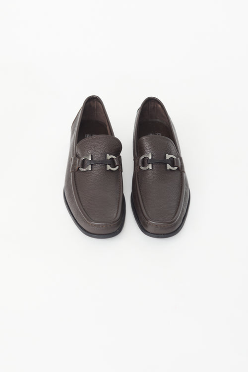 Salvatore Ferragamo Brown Leather Gancini Loafer