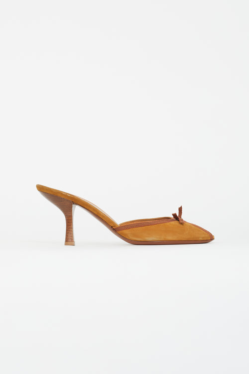 Salvatore Ferragamo Brown Suede Bow Heel