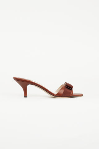 Salvatore Ferragamo Brown Vara Bow Heeled Mule