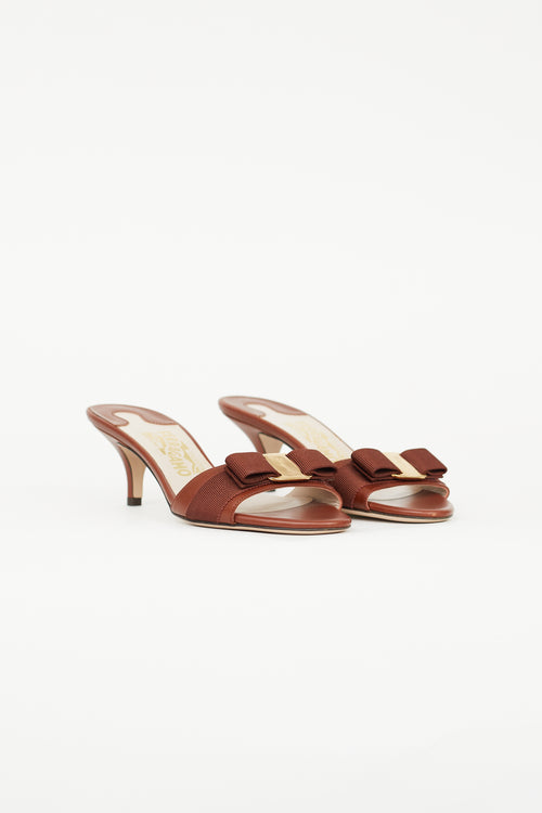 Salvatore Ferragamo Brown Vara Bow Heeled Mule