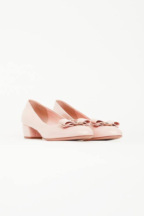 Salvatore Ferragamo Pink Patent MyVara Bow Heel