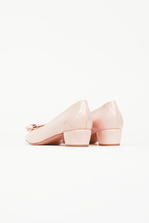 Salvatore Ferragamo Pink Patent MyVara Bow Heel