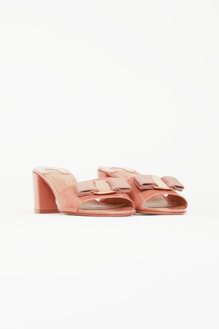 Salvatore Ferragamo Pink Patent Vara Bow Heeled Sandal