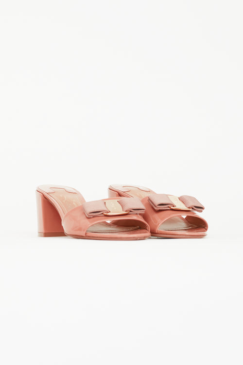 Salvatore Ferragamo Pink Patent Vara Bow Heeled Sandal