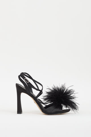 Sam Edelman Black Satin 
Feather Layton Heel