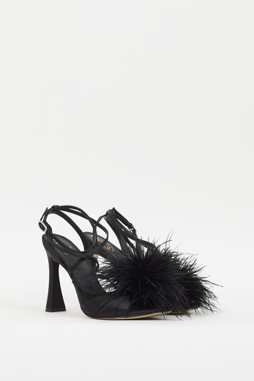 Sam Edelman Black Satin 
Feather Layton Heel