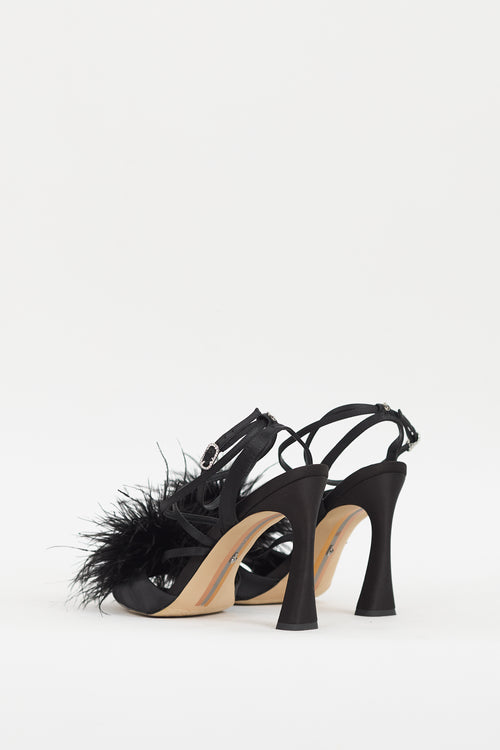 Sam Edelman Black Satin 
Feather Layton Heel