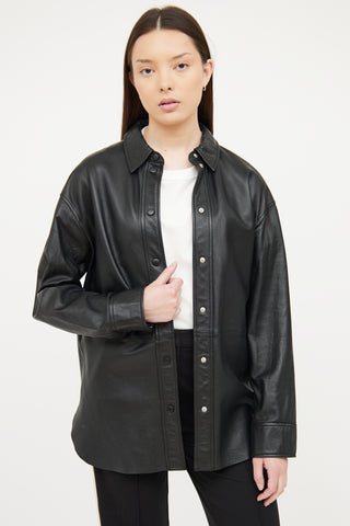 Samsoe Samsoe Black Leather Long Sleeve Top