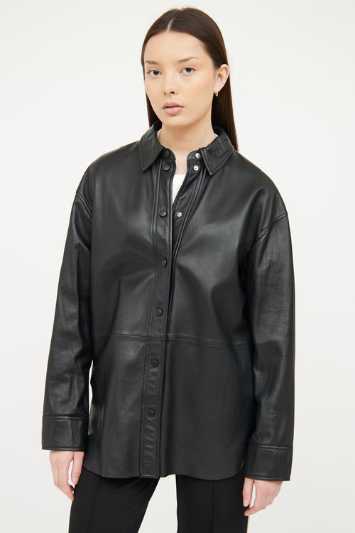 Samsoe Samsoe Black Leather Long Sleeve Top