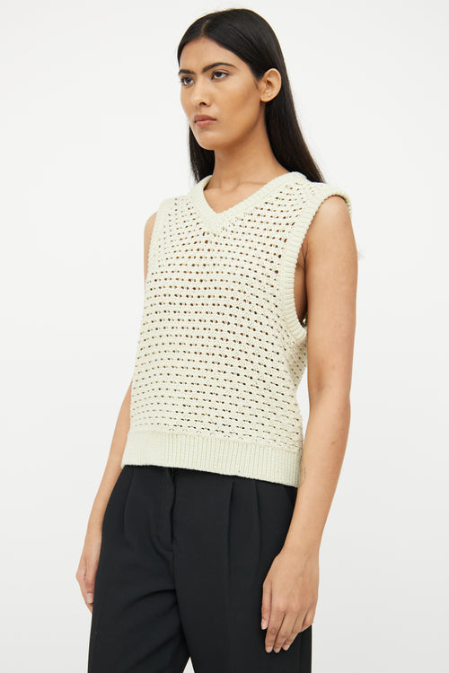 Samsoe Samsoe Green Crochet V Neck Vest