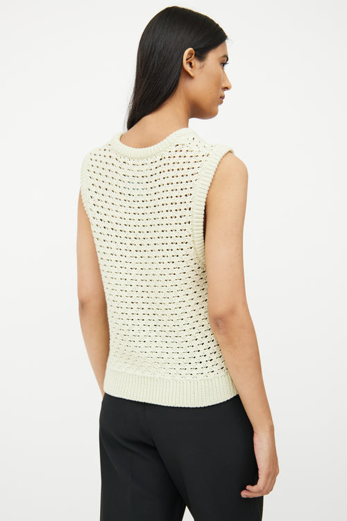 Samsoe Samsoe Green Crochet V Neck Vest