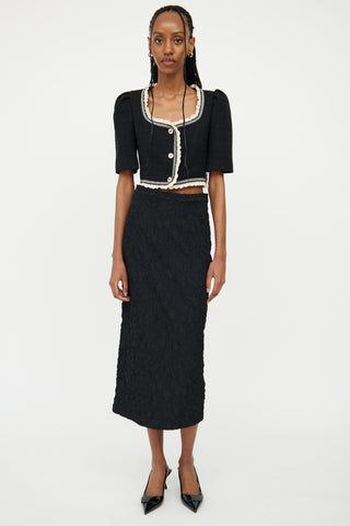 Rachel Comey Black Flower Mid Rise Dara Skirt