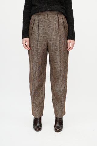 Sandro Beige 
Black Geometric Pleated Trouser