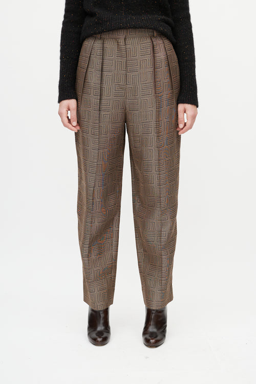 Sandro Beige 
Black Geometric Pleated Trouser