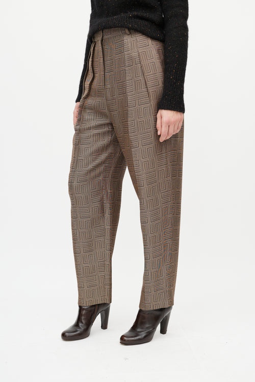 Sandro Beige 
Black Geometric Pleated Trouser