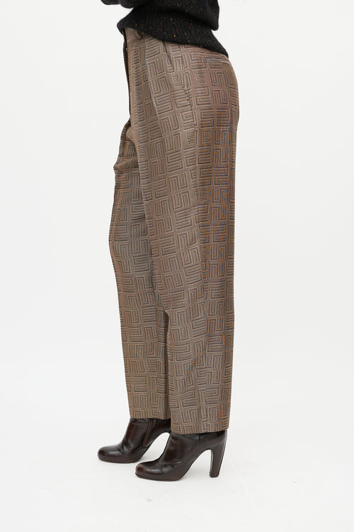 Sandro Beige 
Black Geometric Pleated Trouser