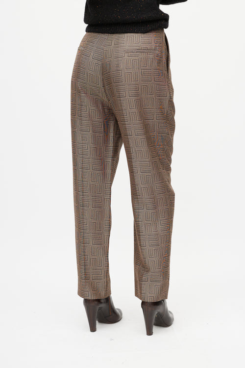 Sandro Beige 
Black Geometric Pleated Trouser