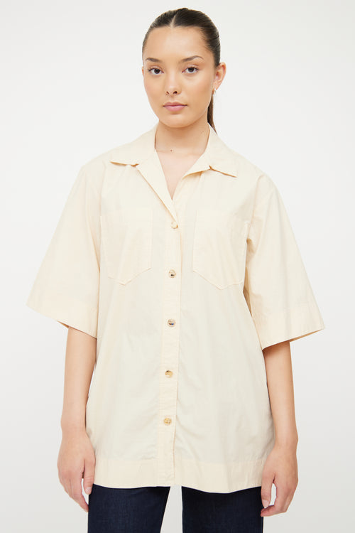 Sandro Yellow Cotton Button Front Shirt