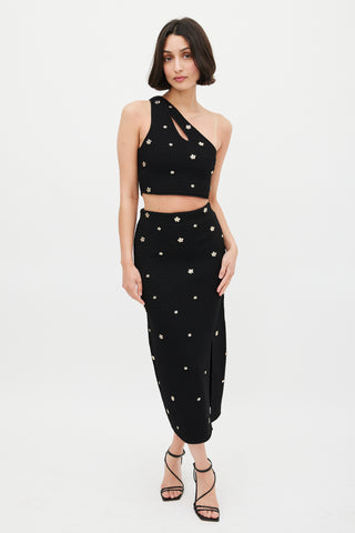 Sandro Black Flower Embellished Co-Ord Set