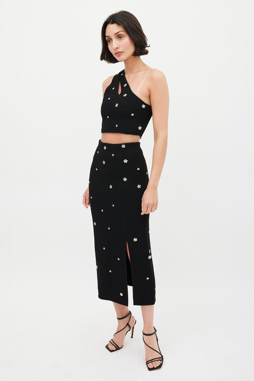 Sandro Black Flower Embellished Co-Ord Set