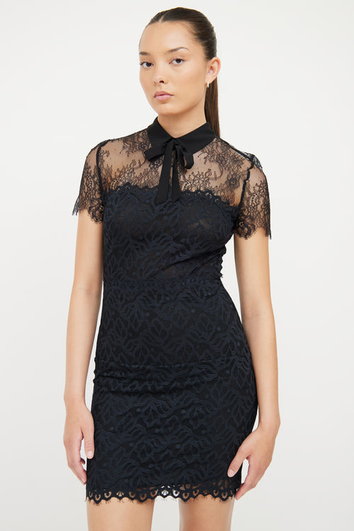 Sandro Black Lace Fitted Mini Dress