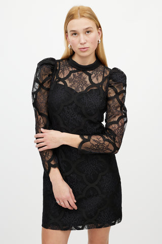 Sandro Black Lace Sheer Dress