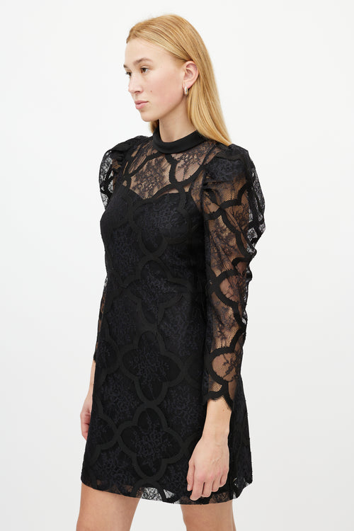 Sandro Black Lace Sheer Dress