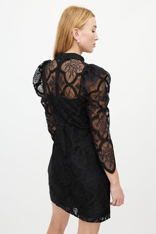 Sandro Black Lace Sheer Dress