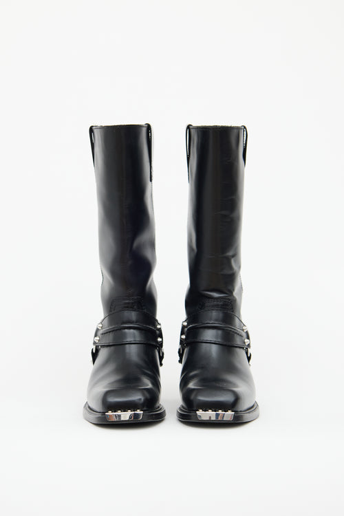 Black Leather Biker Boot