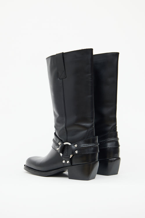 Black Leather Biker Boot