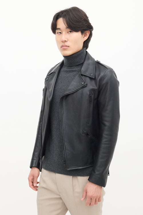 Sandro Black Leather Biker Jacket