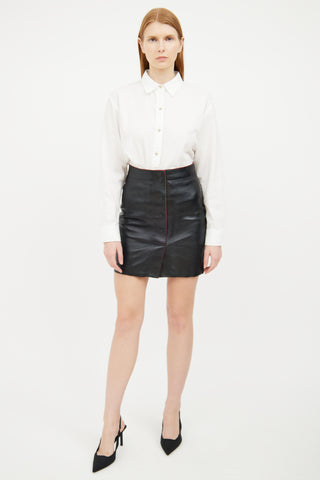 Sandro Black 
Red Leather Mini Skirt