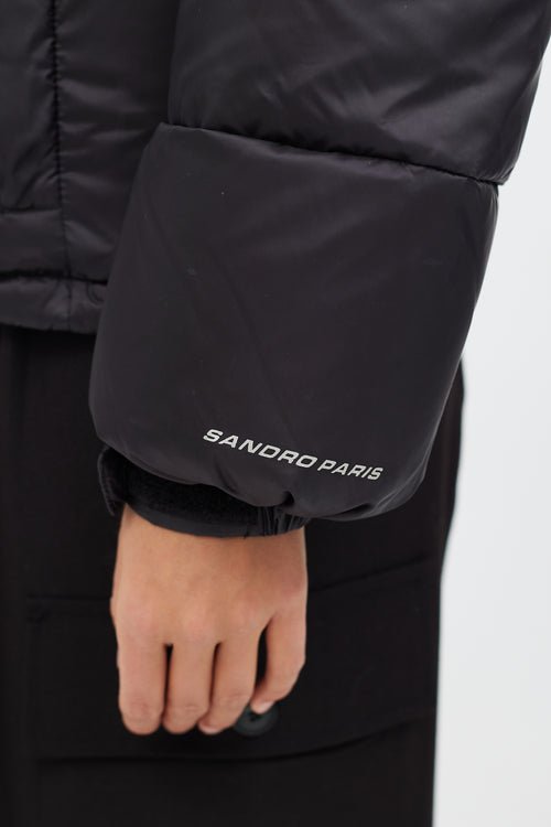 Sandro Black Short Length Puffer