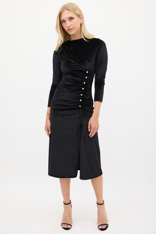 Sandro Black Sparkly Velour Vaness Dress